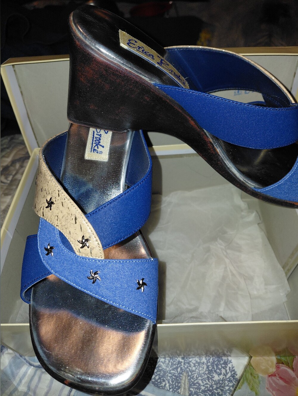 Erica BROOKE VINTAGE WEDGE SLIDES SZ 9 - Picture 9 of 10